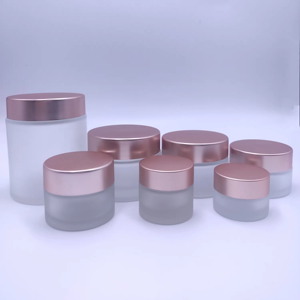 Frascos Redondos de Vidrio de Alta Calidad para Crema con Tapa Dorada Rosa - Product Image 2