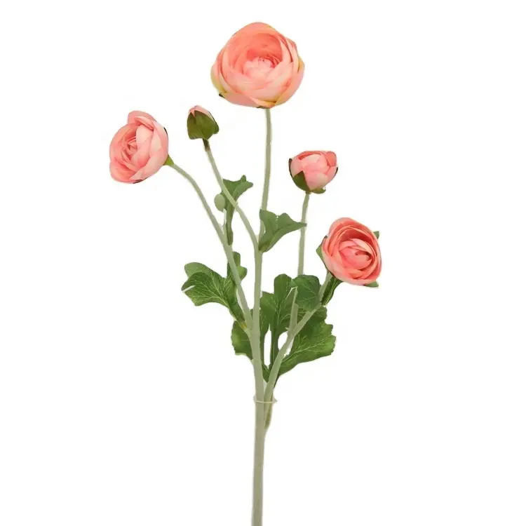 Grosir bunga buatan ranunculus berkualitas tinggi 5 kepala untuk dekorasi pernikahan dan rumah