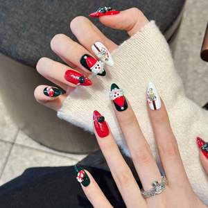 <span class=keywords><strong>Faux</strong></span> ongles de Noël faits main, effet chrome argenté, flocons de neige, pour les fêtes - Product Image 2
