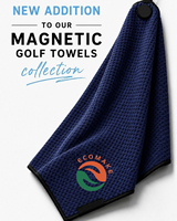 Serviettes de golf en microfibre gaufrée personnalisées avec logo et poche magnétique – Vente en gros