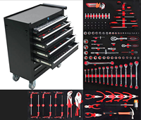 Chariot à outils roulant pour garage et atelier, 7 tiroirs, avec jeu de 125 outils, tiroirs EVA verrouillables, design moderne et simple, personnalisable OEM