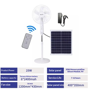 16 Inch Solar Rechargeable Standing Fan With LED <b>Light</b> Long Standby Indoor Outdoor <b>Emergency</b> Fan - Product Image 6
