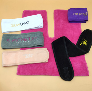 Serviette éponge personnalisée bon marché avec logo personnalisé Bandeau en coton microfibre éponge et <span class=keywords><strong>bambou</strong></span> Bandeau facial Bandeau de spa pour le maquillage - Product Image 2