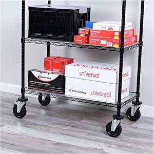 Juego de 4 ruedas giratorias Alera de 600 lb, color gris, ruedas sólidas para estanterías de alambre, antipinchazos, hechas de poliuretano y nailon, usadas - Product Image 2