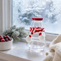 Bouteille en plastique PET en forme de sapin de Noël, jetable, pour jus, thé au lait, biscuits, bonbons, collations, pot de rangement, contenant décoratif pour fête