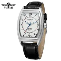 Montre automatique pour homme Winner 243, bracelet en cuir, montre mécanique, montre de business, montre-bracelet tendance, cadran classique, montre avec date automatique