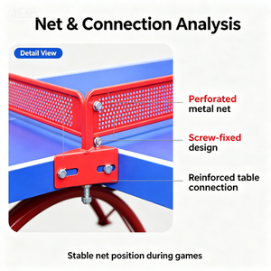 Tavolo da Ping Pong Moderno Resistente alle Intemperie per Interni/Esterni, Struttura in Tubi Zincati Rinforzati, Rete Pieghevole per Cortile e Parco - Product Image 3