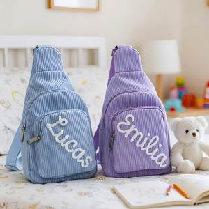 <b>Personalised</b> Corduroy Shoulder <b>Bag</b>, Casual Lightweight Travel Crossbody <b>Bag</b> for Girls, Cotton Rope Woven Name Sport Case - Product Image 1