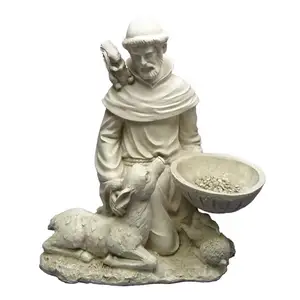 Садовая Статуэтка с изображением св. Френсиса, кормит животных