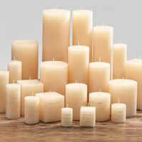 Bougies Pilier Crème Non Parfumées en Cire de Paraffine – Ensemble Classique Rustique de Bougies Cylindriques et Carrées pour Remise de Diplôme, Diwali, Mariage, Décoration Intérieure