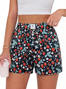 Shorts de Algodón a Rayas de Cintura Alta para Mujer con Cierre de Botones, Estilo Casual, Color Blanco - Product Image 5