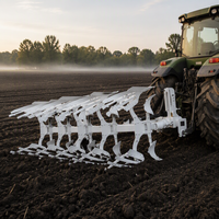 Charrue réversible hydraulique à 5 socs montée sur tracteur, cultivateur agricole