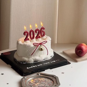 Honey And Sweetness 2026 Digital <b>Candle</b> Cake Plugin <b>Red</b> New Year Spring Festival Decoration - Product Image 2