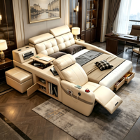Fauteuil inclinable électrique avec massage intégré, console, cuir de luxe, lit intelligent multifonctionnel moderne taille King/Queen