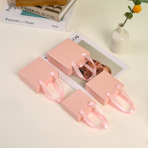 Mini cajón portátil con logotipo personalizado para almacenamiento de joyas, papel Kraft para anillo, pendientes, collar, pulsera, juegos con asa - Product Image 4