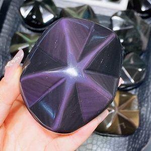 Vente en gros de pierres précieuses polies sculptées en forme de croissant, obsidienne arc-en-ciel, étoile à cinq branches pour la décoration intérieure - Product Image 1