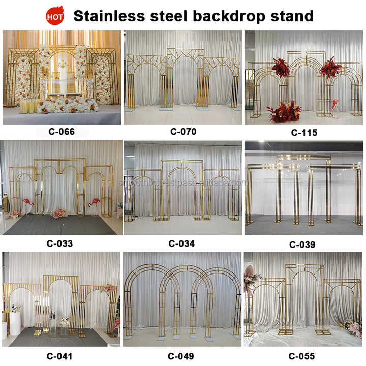 SMOOTH Simple Style Gold Metal Wedding Backdrop Arch Square Stainless Steel Backdrop Stand Frame for Event Party Decor