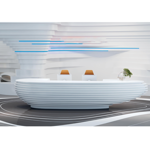 High-End beyaz ofis mobilyaları kavisli resepsiyon masası Modern İş kulübü özelleştirilmiş resepsiyon masası - Product Image 5