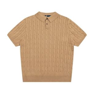 T-shirt à manches courtes Little Horse pour homme, en coton respirant, couleur unie, brodé, tricoté torsadé - Product Image 4