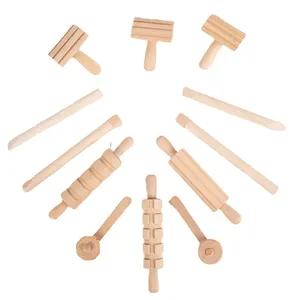 モンテッソーリ木製ピース/セット子供DIYスライムプラスチック粘土グレード木製プラスチシンスライム生地ツールセット子供のためのおもちゃ