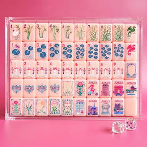 Juego <span class=keywords><strong>de</strong></span> Mahjong Americano <span class=keywords><strong>de</strong></span> Acrílico Multicapa Rosa Personalizado, Patrón Floral <span class=keywords><strong>de</strong></span> París Pintado a Mano, Fichas <span class=keywords><strong>de</strong></span> Juego Duraderas y Portátiles <span class=keywords><strong>de</strong></span> Lujo - Product Image 4