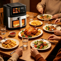 Friteuse à air chaud de comptoir 6L avec panneau tactile intelligent, minuterie réglable, chauffage uniforme à air chaud, équipement de cuisine domestique