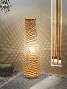 Nuevo diseño restaurante decoración del hogar tejido a mano bambú mimbre lámpara de pie ratán Natural dormitorio esquina restaurante iluminación - Product Image 6