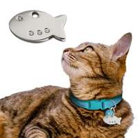 Personalizable láser marca de acero inoxidable pez llave hebilla metal tallado hueso en forma de diamante en blanco gato mascota metal perro etiqueta