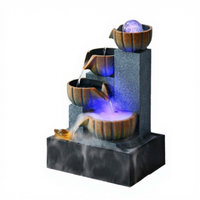 Petite Fontaine de Table à Eau Courante en Résine, Design Géométrique de Luxe Feng Shui, Décoration d'Intérieur Moderne Faite à la Main
