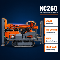 Foreuse de puits d'eau diesel sur chenilles KC260 avec moteur, boîte de vitesses et pompe, profondeur maximale 260m