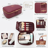 Trousse de Maquillage Portable Grande Capacité avec Fermeture Éclair en PU, Organisateur Cosmétique Multifonctionnel, Boîte de Rangement pour Articles de Toilette et Beauté