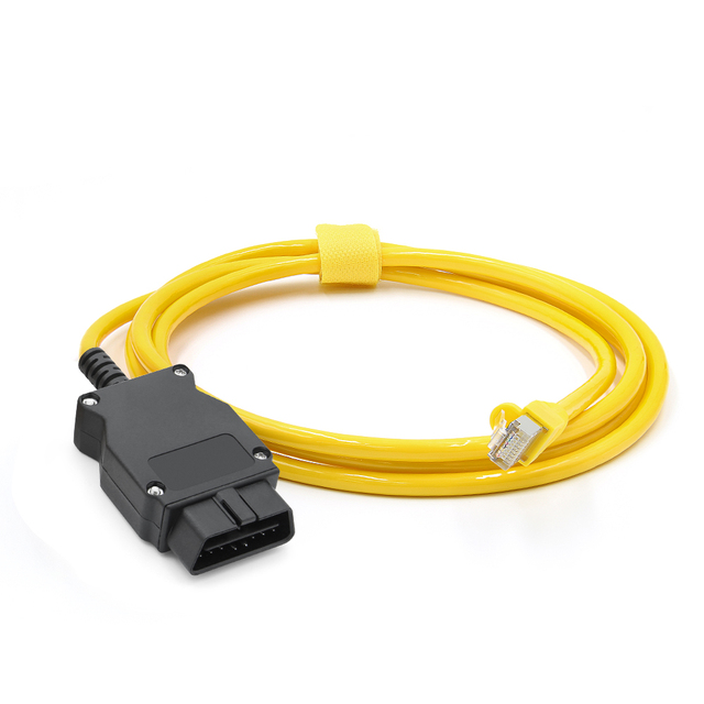 New Design Yellow Cable Coding F-series Diagnostic Cable to OBD Interface Cable for BM ENET Ethernet Interface Adapter CE