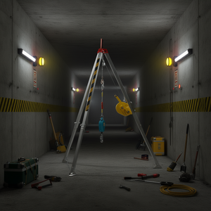 Trípode de Rescate HAMEBA con Patas de 7' y Cable de 98', Cabrestante de 1800 Lbs, Kit de Seguridad para Espacios Confinados con Protección Contra Caídas - Product Image 2