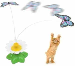 Hete Best Verkopende Elektronische Vlinder Vorm Interactieve Kat Speelgoed Roterende Levensechte Kat Teaser Speelgoed Huisdier Speelgoed