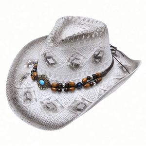 หมวกปีกโค้งทรงคาวบอยแบบใหม่ ทำจากกระดาษและฟาง เหมาะสำหรับงานปาร์ตี้ แจ๊ส ชายหาด ทะเล  ใช้ได้กับธุรกิจ การเดินทาง เล่นสกี ตกปลา และกีฬาต่างๆ - Product Image 3