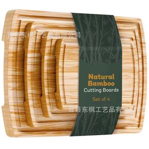 Bamboo Cutting Boards <b>Set</b> Of 4 Rectangle Thickened Kitchen Chopping Blocks For Vegetable Fruit - Product Image 3