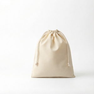Pochette en coton mousseline 100% biologique écologique personnalisée, petit sac en toile de calicot blanc avec cordon de serrage, sacs en coton recyclé avec logo - Product Image 1