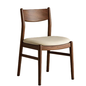 Silla de Comedor Móvil de Estilo Retro de Madera Maciza, Asiento Tapizado en Cuero PU, Respaldo Cómodo, Diseño <span class=keywords><strong>Simple</strong></span> para <span class=keywords><strong>Restaurante</strong></span> - Product Image 3