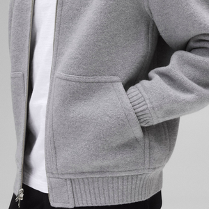 新デザイン メンズ 無地コート フルジッパー リブ裾 フード付きコート スリムフィット 100%ウール プラスサイズ メンズコート - Product Image 5