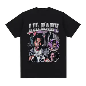 Hip Hop rapçi Lil bebek T-shirt Vintage grafik baskı boy T-shirt erkekler moda estetik kısa kollu T shirt Streetwear