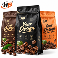 Sachet Doypack Personnalisé Coloré pour Grains de Café, Orange, Noir, Marron, avec Fermeture Éclair, pour l'Emballage et la Présentation de Grains de Café de Marque
