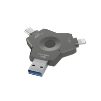 Clé USB 3.0 avec cryptage par empreinte digitale, 4-en-1 OTG, avec porte-clés, double clé USB pour photos