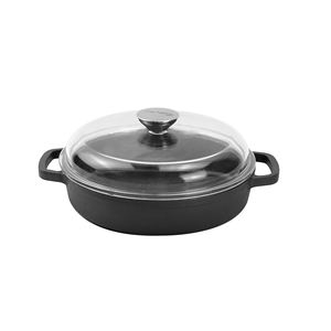 Poêle à frire en fonte pré-assaisonnée de haute qualité Couvercle en verre écologique Deux poignées latérales Design moderne pour la <span class=keywords><strong>friture</strong></span> Wok de cuisson - Product Image 1