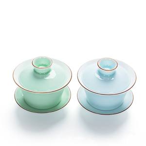 Bambus Celadon coperchio ciotola <span class=keywords><strong>Kung</strong></span> <span class=keywords><strong>fu</strong></span> tè Gaiwan ceramica pesce tre tazze ciotola da tè produttori all'ingrosso per il tè - Product Image 6