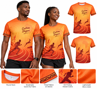 T-shirt de course à pied personnalisé en sublimation pour marathon, en tissu mesh à séchage rapide, pour événements sportifs, avec logo et motif personnalisés