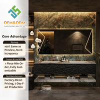 Ensemble de meubles de salle de bain modernes en bois massif OEM 2026 avec table complète, armoire, miroir LED, lavabo, robinet en cuivre pour chambre et bar à domicile