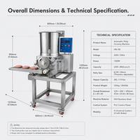 Machine industrielle automatique de fabrication de galettes de hamburgers avec une capacité de 2100 p/h, 220V/380V pour restaurants et usines