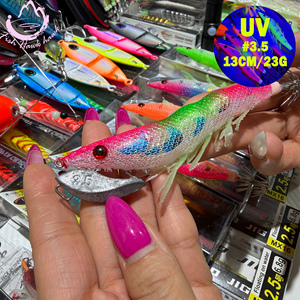 Esca in Legno per Gamberetti # Esca Artificiale a Forma di Calamaro 3.5 13cm 23g Ultra UV Glow <span class=keywords><strong>Egi</strong></span> per Pesca Notturna in Acque Profonde, Lago e Fiume - Product Image 2
