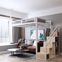 Loft lit superposé Style européen meubles de chambre à coucher 1.5 m cadre de luxe Design Simple cadre de lit hôtel Double Loft lit en métal