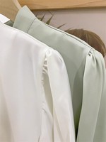 Chemise blanche pour femme S-XL, haut de gamme avec un ruban élégant, chemise à manches longues